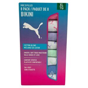 Puma Girl's Multicolour Logo Bikini Underwear | 8 Pack | Size XLarge
